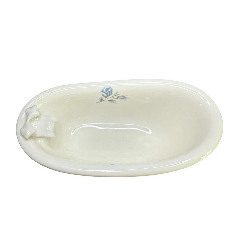 VB Athena Soap Dish, Clawfoot Bathtub, Ceramic,‎ Floral Design, Vintage